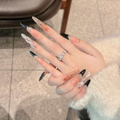 French Black Edge Classic Style Handmade Wearable Manicure a78e1300 0c6c 4390 b70e 5a2b82c81283