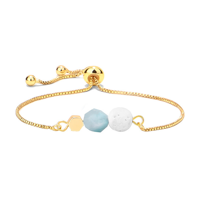 14K Gold Plated Color Preserving Box Chain Tiger Eye Volcanic Stone Yoga Bracelet - HD Wireless Product #8