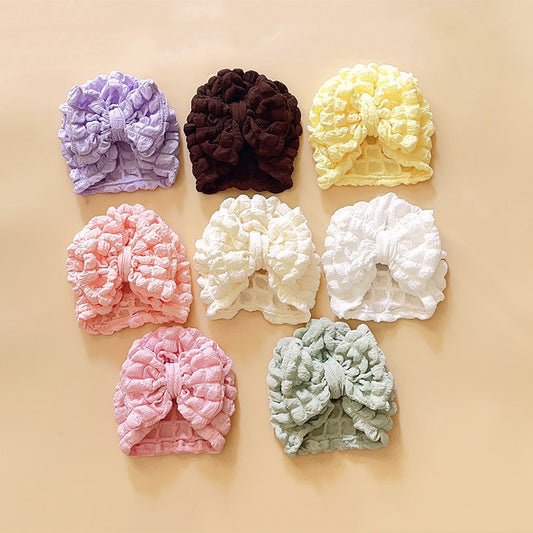 Children Bubble Big Bow Sleeve Cap Popcorn Baby Solid Color a79da394 e622 40e3 a800 d572fc7c4d42