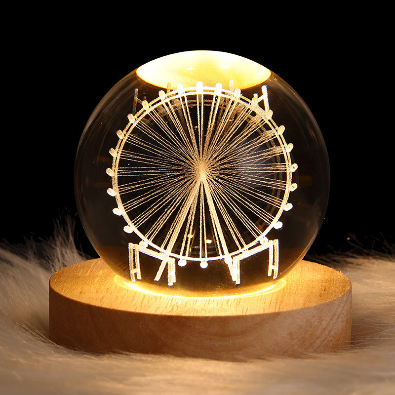 Luminous Starry Sky And Planets Moon Moon Crystal Ball Small Night Lamp Projection Ambience Light Creative Gift New Strange G