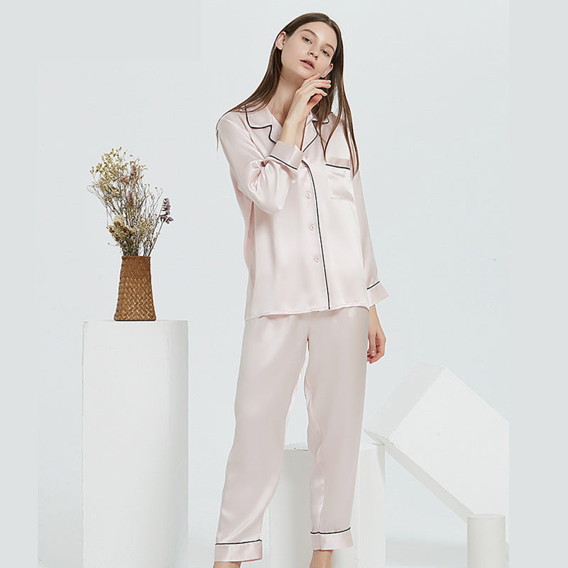 Couple's Silk Pajamas Long-sleeve Suit Silk Homewear a7b02dc4 adc8 4a7c 837c 48e80aa341d7