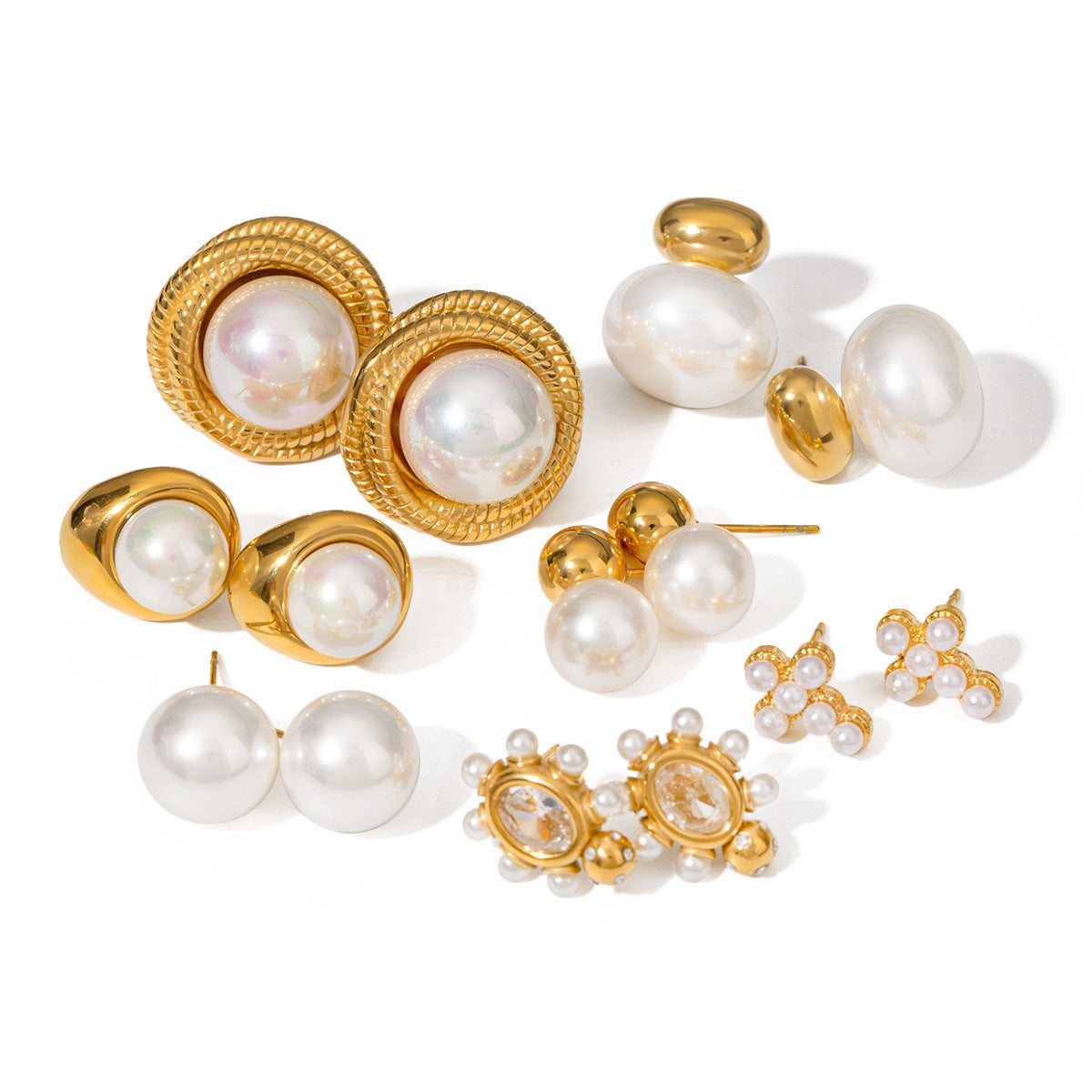 Stainless Steel Pearl Stud Earrings Titanium Steel a7d82ad8 fd2e 45c6 be2d c78a51d76dbb
