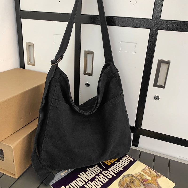 Women's Large Capacity Idle Style Artistic Simple Canvas Bag School College Students a7ddafd3 2f07 4a00 b69d 0e55f98c7c06