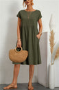 OL Temperament Women's Cotton Round Neck A-line Skirt Dress a845457d b0dc 4f0a 8309 2ccb043d28d6