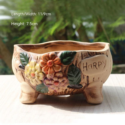 Creative Personality Green Plant Pot Handmade Desktop Breathable Combination Small Ceramic Flower Pot a8494c1f 9625 4f70 9986