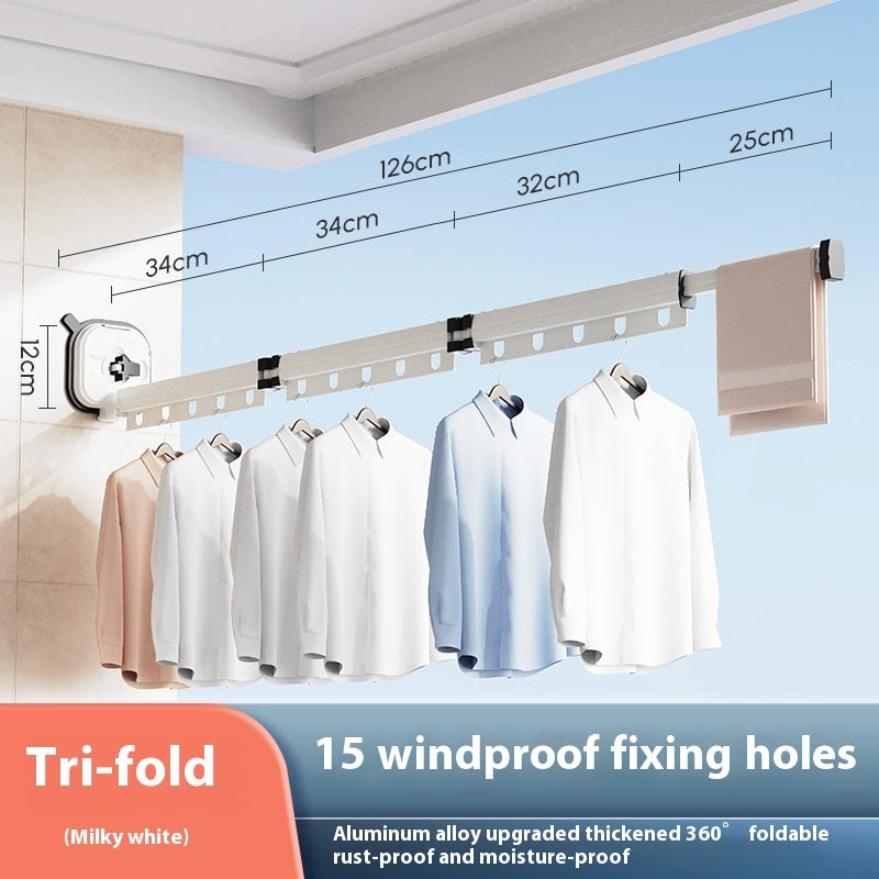 Suction Cup Folding Clothes Hanger Indoor Home Balcony Aluminum Retractable Drying Rack No Punching Folding Clothes Hanger a8