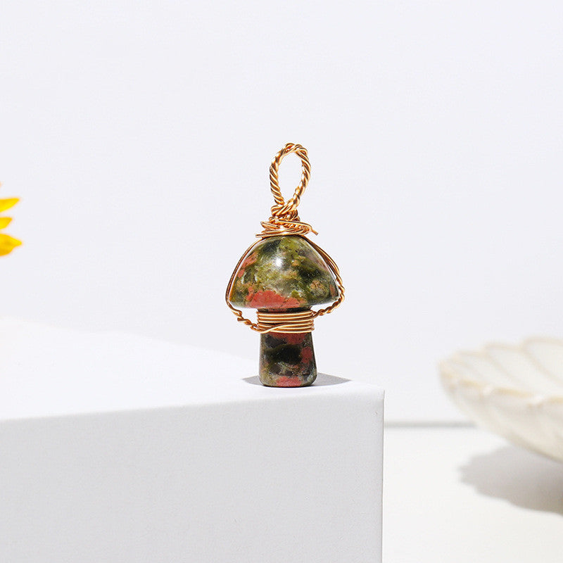 Crystal Agate Semi-Precious Mushroom Braided Pendant a86b7357 bb15 47b8 ba75 2d15e8ce03d5