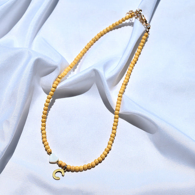 Colorful Beads Initial Choker For Women Stainless Steel Lett a86d34a0 313d 4cbe 8ded fb4569d24b7f
