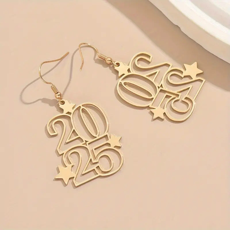New Creative Gloden Number 2025 Dangle Earrings For Women Fashion Jewelry New Year Earring For Party a87224a0 d192 41a2 87fd 