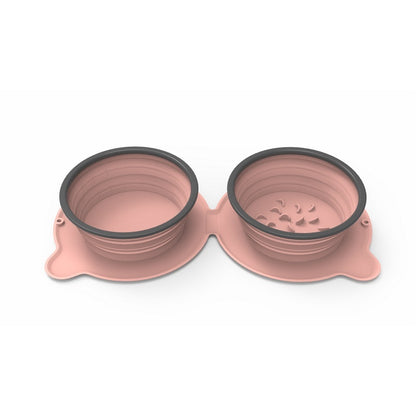 Portable Silicone Double Dog Food Bowls Foldable Non-Slip Cat Bowl Pet Travel Anti-Choking Feeding Bowl Outdoor a89aace3 9136