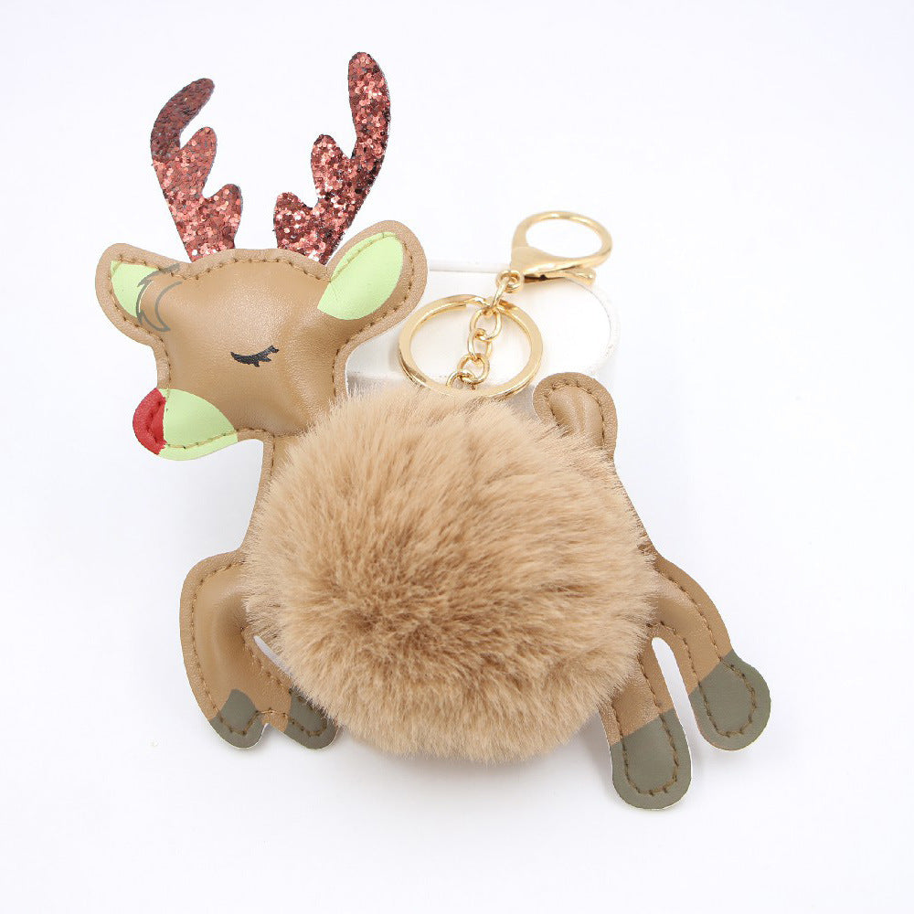 Christmas Deer Pompons Bag Accessories Keychain Pendant a8b7da05 8edb 4c1f 83ac cca71949642a