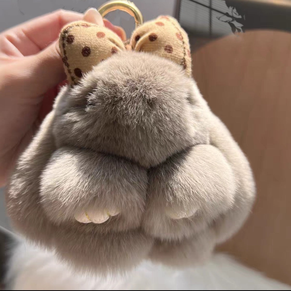 Rabbit Fur Bow Bunny Car Key Ring a907b0ac f82a 44b1 8986 900a3c0311f7