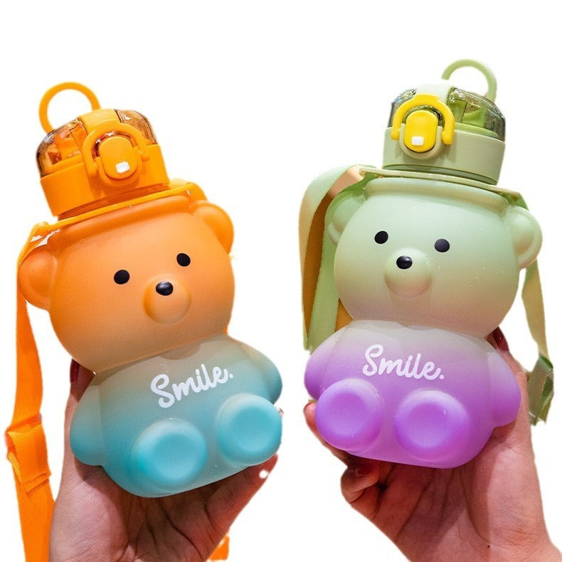 Cute Gradient Little Bear Cartoon Straw Plastic Cup a922a9f5 063f 4d23 a65b 708b29301d43