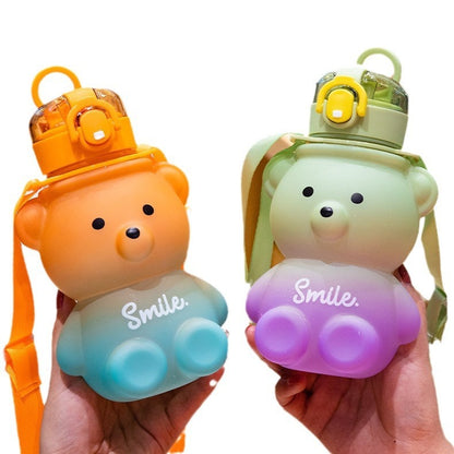 Cute Gradient Little Bear Cartoon Straw Plastic Cup a922a9f5 063f 4d23 a65b 708b29301d43