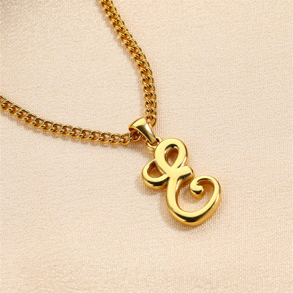Simple Elegant Necklace Stainless Steel 18K Gold Mini English Letter Pendant a925a779 70fa 4434 9ed3 bc6c02855e7e