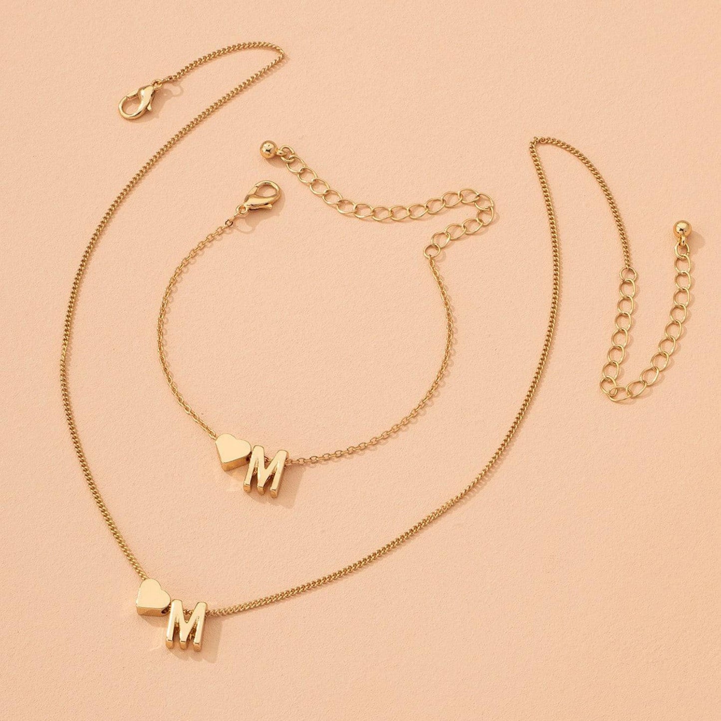 Minimalist Style Heart-shaped Letter Necklace Bracelet a939a5d5 a9c9 4eda 8cbb 0754d390b47d