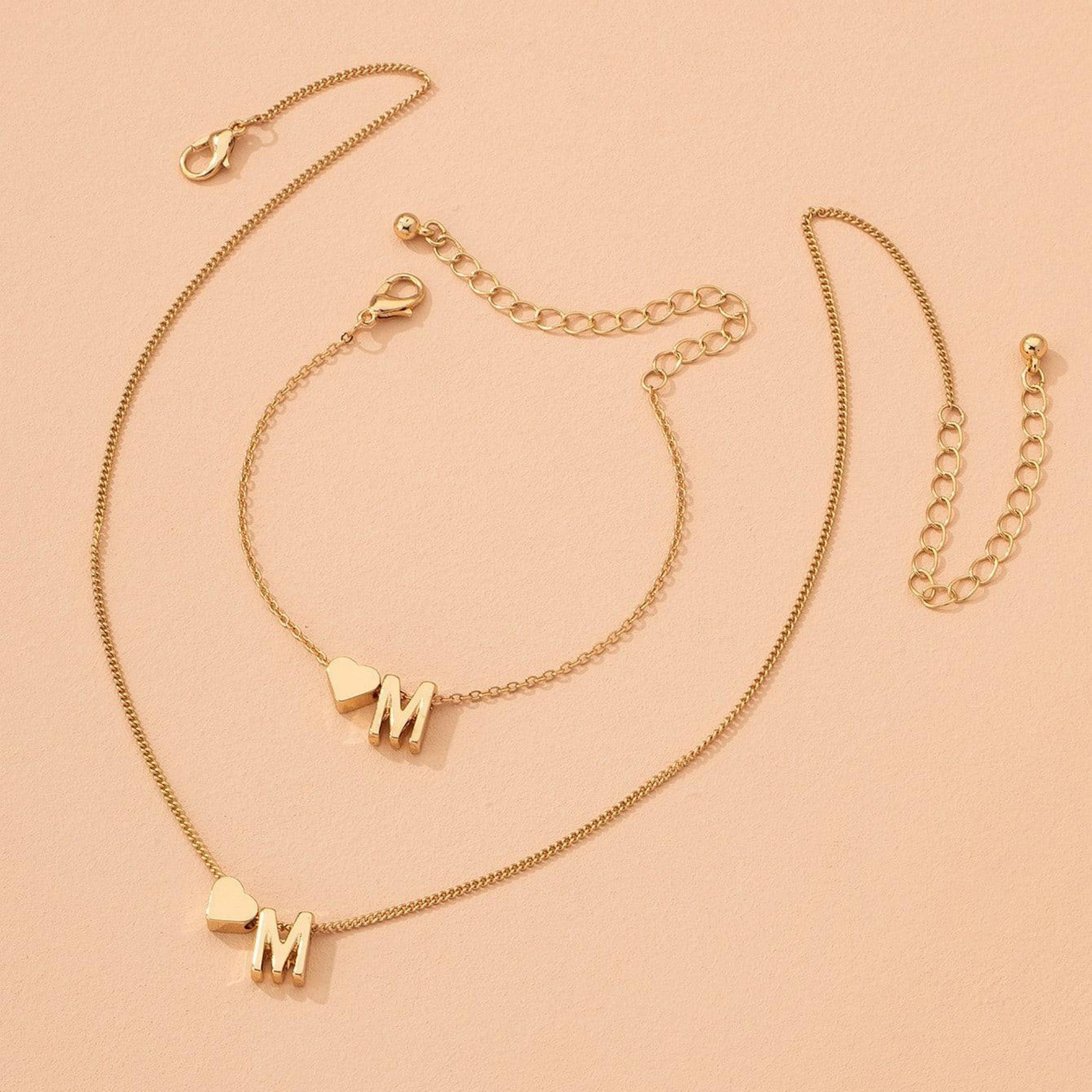 Minimalist Style Heart-shaped Letter Necklace Bracelet a939a5d5 a9c9 4eda 8cbb 0754d390b47d
