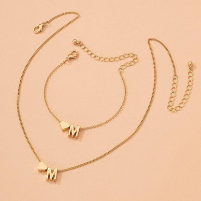 Minimalist Style Heart-shaped Letter Necklace Bracelet a939a5d5 a9c9 4eda 8cbb 0754d390b47d