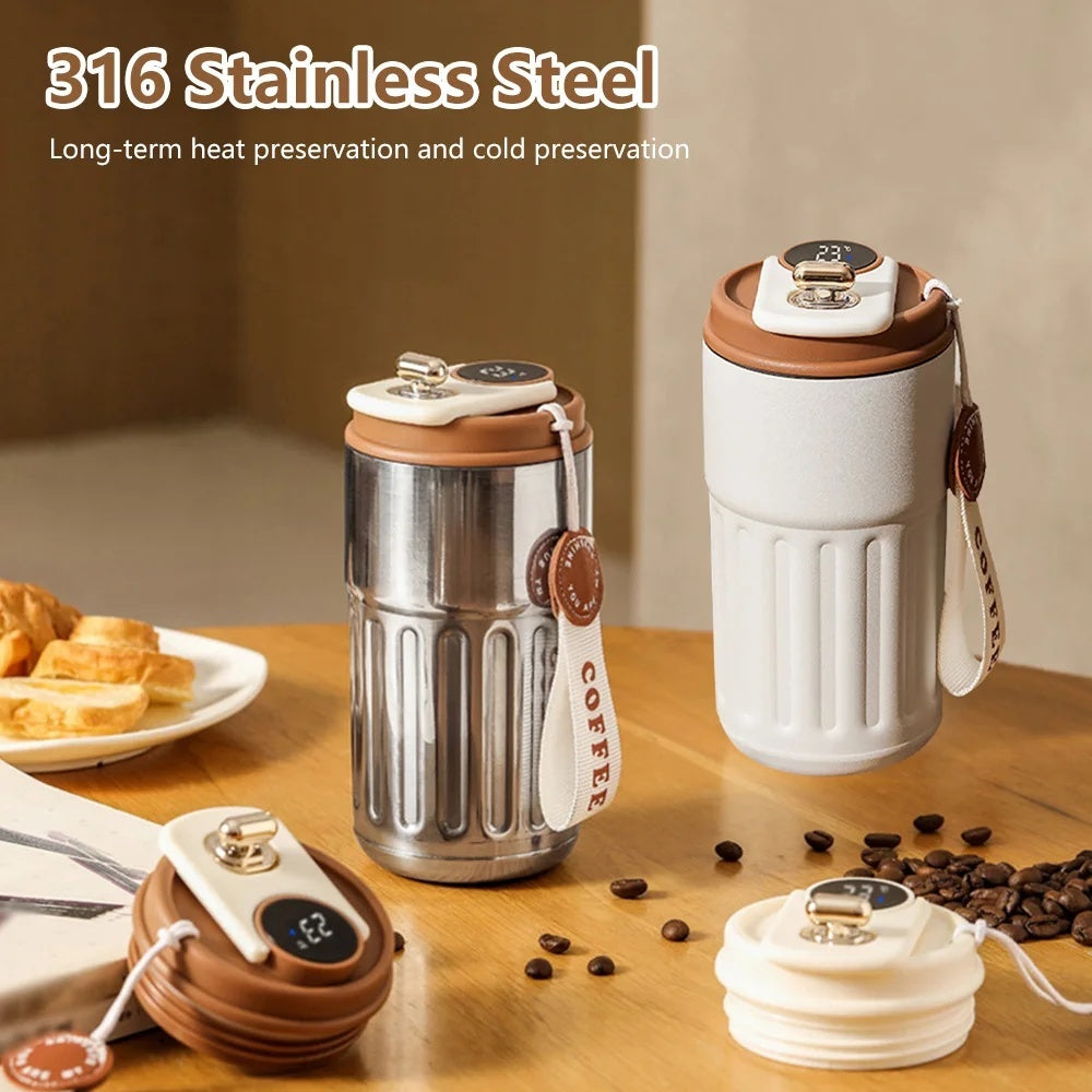 Smart Digital Thermal Bottle Portable Coffee Mug Stainless Steel Water Bottle In-Car Insulated Cup Keep Cold Vacuum Flasks 45