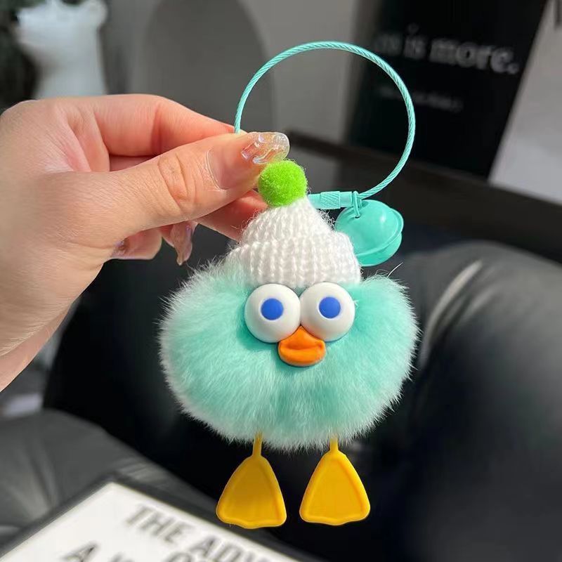 Cute Imitate Rex Rabbit Fur Little Duck Car Key Ring Pendant a9935721 1a91 499c a21e cac79d2bf773