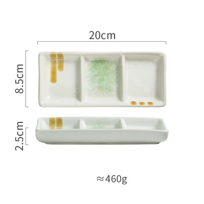 Japanese Three Grid Seasoning Dish With Dipping Material Ceramic Dish a9cdd55e 259b 4f02 9232 e392c4d28dee