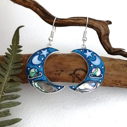 Female Retro Crescent Blue Sky Planet Earrings a9d1af1e 7ff0 4e14 a622 cc7dfd23e40b