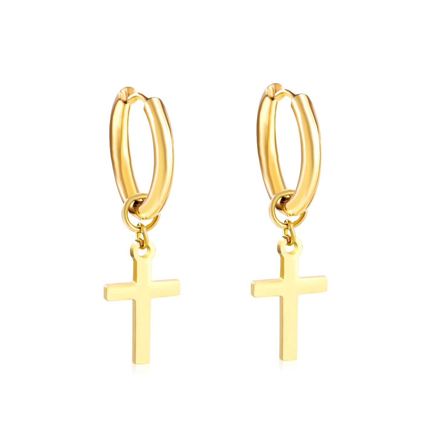 European And American Fashion Stainless Steel Ear Clip Temperament Men's And Women's Cross Earrings a9ee72c4 0da1 4900 89d3 9