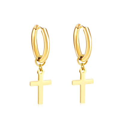 European And American Fashion Stainless Steel Ear Clip Temperament Men's And Women's Cross Earrings a9ee72c4 0da1 4900 89d3 9