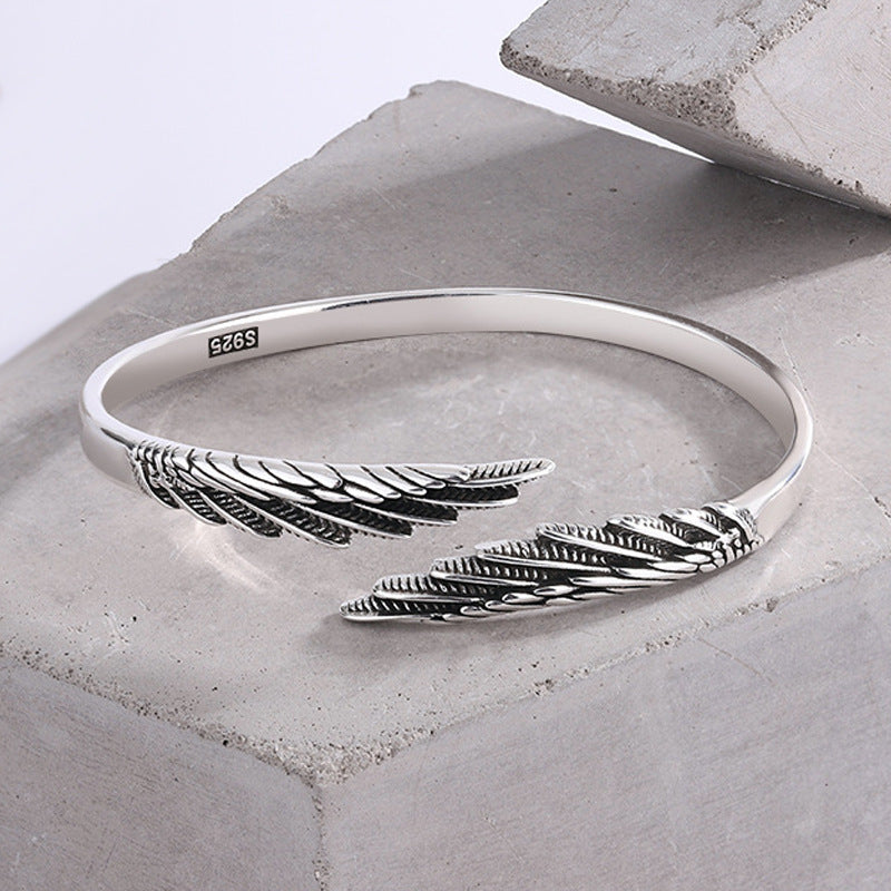 Feather Silver Plated Old Angel Wings Wings Bracelet aa177816 11d1 4e6c 9d9e bd7d92c77ec0