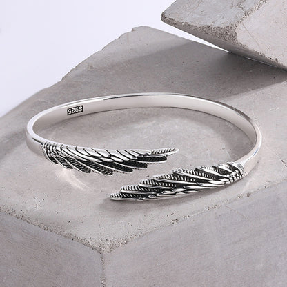 Feather Silver Plated Old Angel Wings Wings Bracelet aa177816 11d1 4e6c 9d9e bd7d92c77ec0