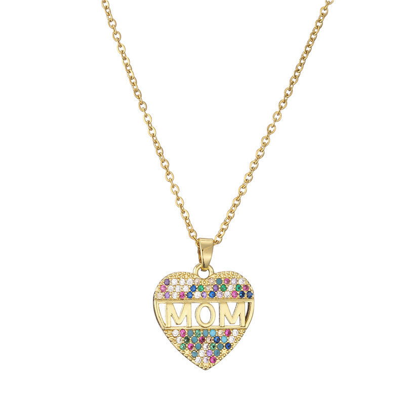 Mothers Day Gift Peach Heart MOM Pendant Necklace Copper aa31707c 1527 4d28 9f4b ce4cbbb28ae0