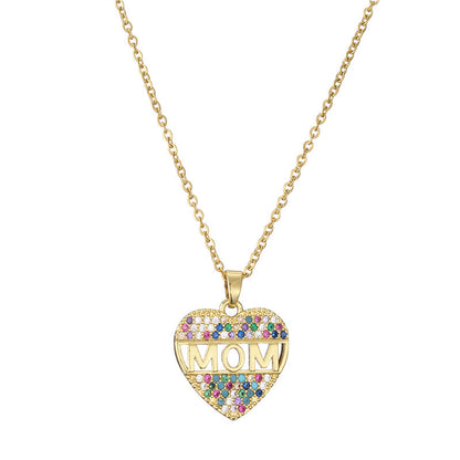 Mothers Day Gift Peach Heart MOM Pendant Necklace Copper aa31707c 1527 4d28 9f4b ce4cbbb28ae0