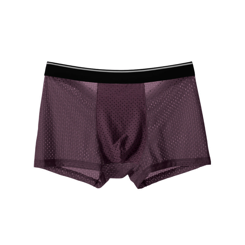 Ice Silk Full Mesh Large Size Men's Underwear Cotton Crotch Mid-waist Boxers aa3335c7 7822 49f1 ba38 60f3fa7d0701