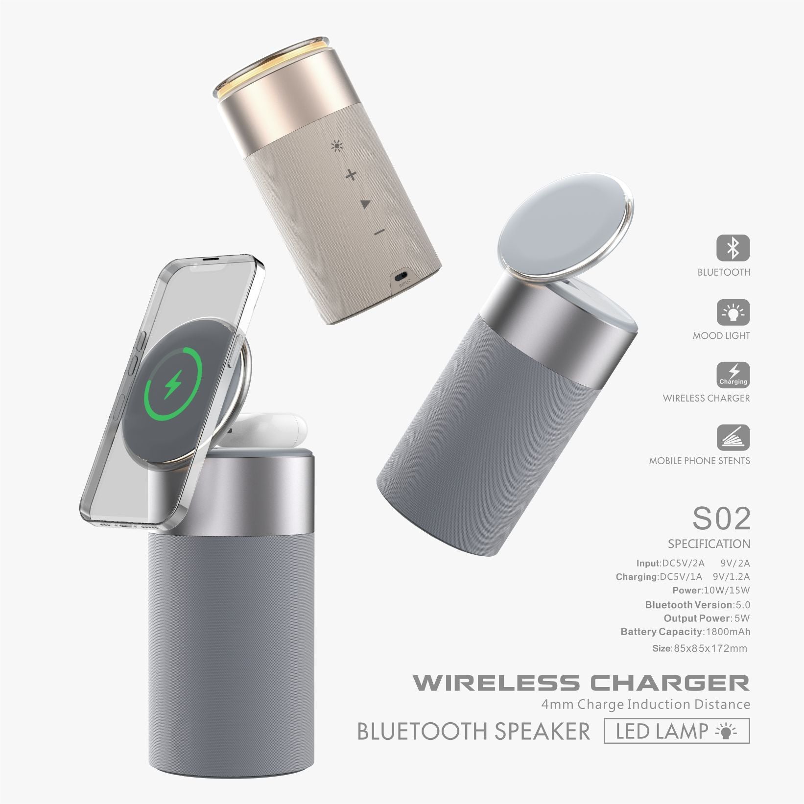 3 In 1 Multi-Function IPhone And AirPods Wireless Charger Portable Bluetooth Speaker With Touch Lamp For Home And Office - HD Wireless Product #3