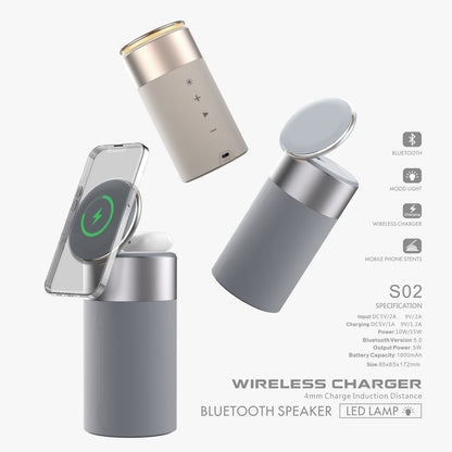 3 In 1 Multi-Function IPhone And AirPods Wireless Charger Portable Bluetooth Speaker With Touch Lamp For Home And Office - HD Wireless Product #3