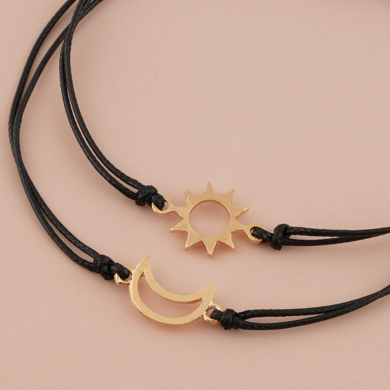 Simple Alloy Sun And Moon Wax Wire Weaving Adjustable Card Lovers Bracelet aa4893ce 9a31 4d7e ae47 f5e9e3dfe3c3