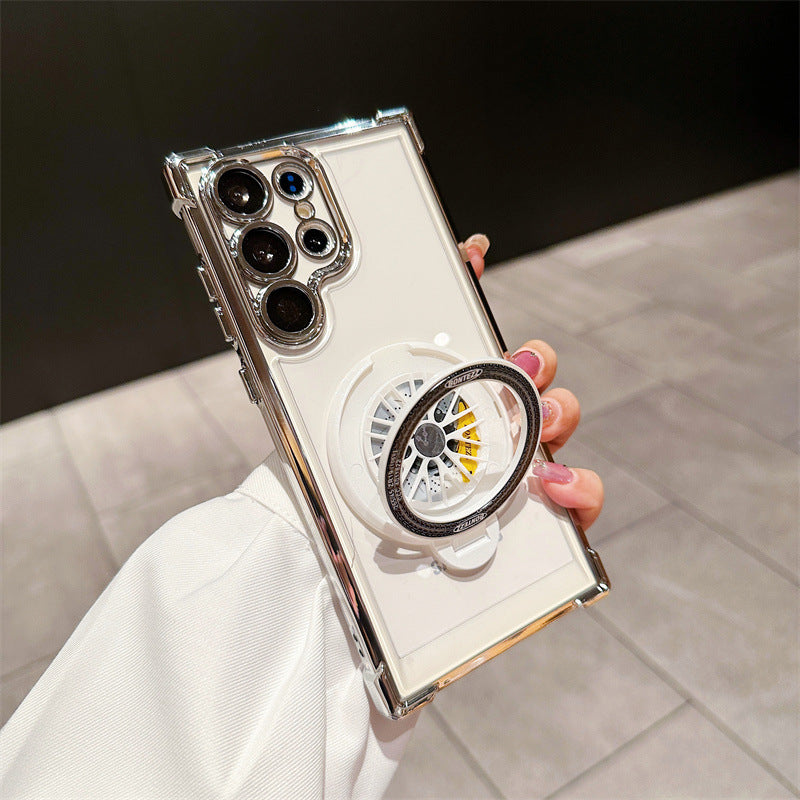 Electroplating Four-corner Drop-resistant Rotating Gyro Magnetic Bracket S23 Phone Case aa598e02 dc81 4d9b 8ae4 fc6fd0771a2f
