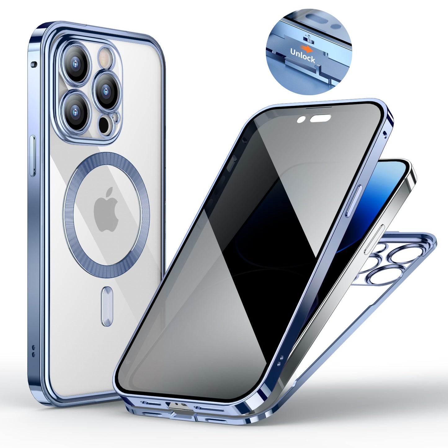 Anti-Privacy Metal Buckle Magnetic Support Wireless Charging Double-Sided Lens Full Cover Phone Case Protective Cover aa7ba6f