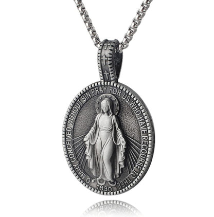 Virgin Mary Pendant Medal Religious Christian Stainless Steel Necklace aa8c1b17 9c08 40ea 836d 714718ed793d