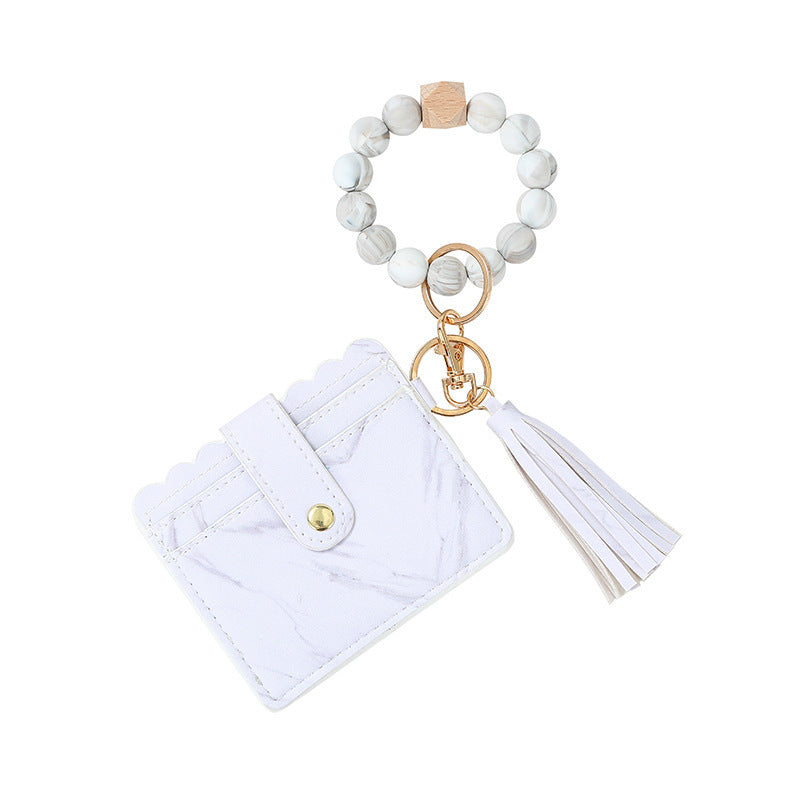 Women's Silicone Beads PU Tassel Silicone Bracelet Keychain aa8f26b3 0819 435a aff8 b4fc746805cd