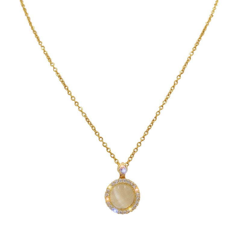 Rotatable Opal Titanium Steel Necklace Female Wild Simple Clavicle Chain aa93c8b9 0b38 4db0 8cb3 c6f29ea57beb