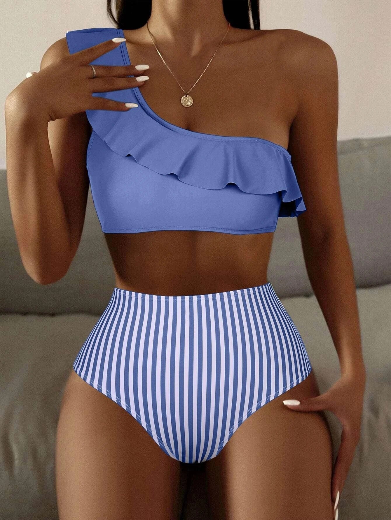 Striped Solid Color Split Bikini Women's Swimsuit aa9f5c3d 7db2 47f8 957d 30d35d31a503