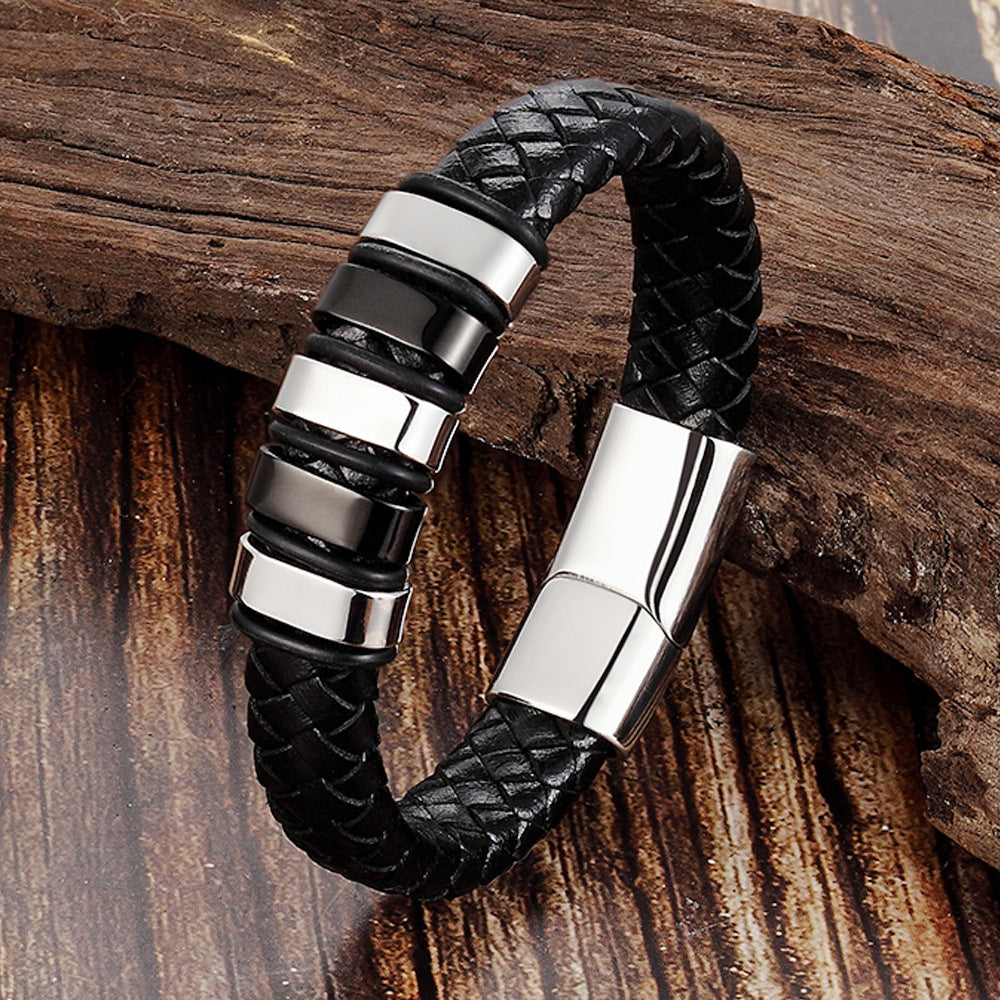 Leather Cord Bracelet Men's Stainless Steel aab7784f 5fc0 4b66 be8a 3c366a8d38fc