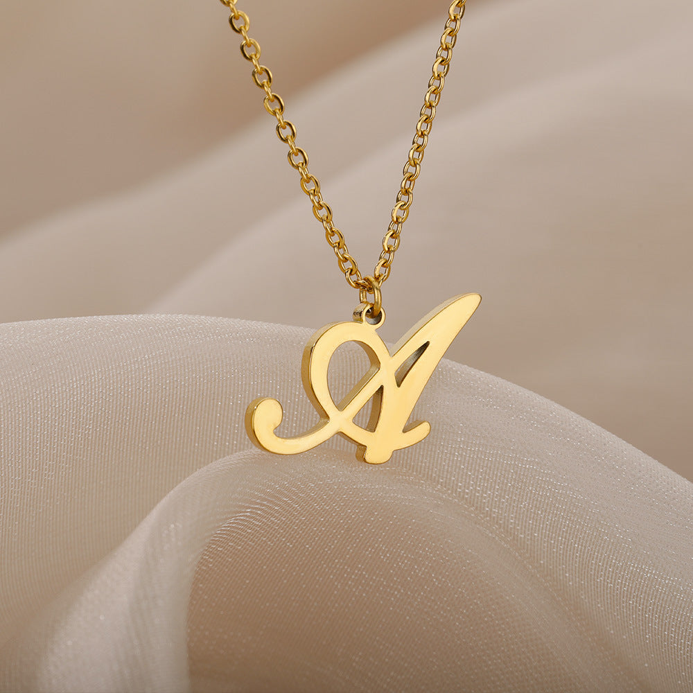 Stainless Steel 26 English Letter Necklace aac0fa28 6330 4fd4 81fa a202c772b046