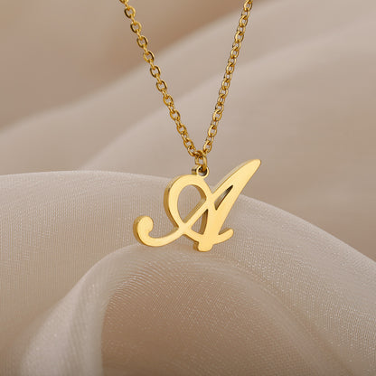 Stainless Steel 26 English Letter Necklace aac0fa28 6330 4fd4 81fa a202c772b046