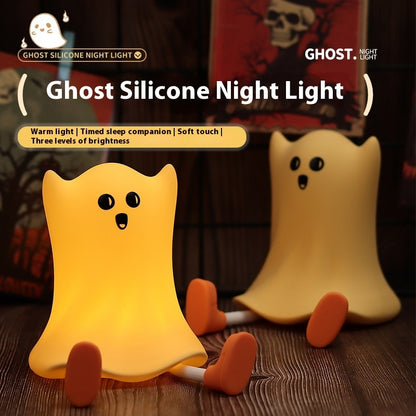Halloween Silicone Ghost Shaped Bedside Lamp With Touch Control Soft Glow For Water-resistant Decoration aaff3050 0424 4035 b