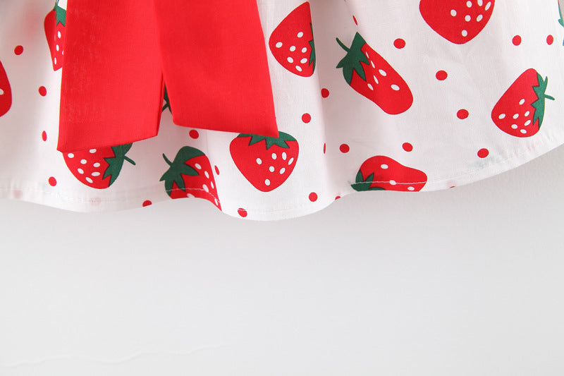 Girl's Straw Hat Skirt With Strawberry Big Bow Suspenders ab02868e 6aa9 4694 8a1a 33b377cf3490