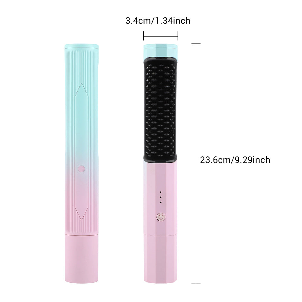 Straightening Comb Rechargeable Hair Wireless Straightener Curler Curling Straighten Dual-purpose Travel Portable USB Chargin