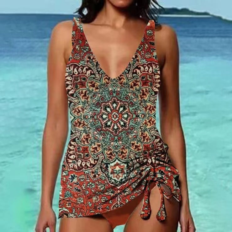 Bikini Beach Print Suspender Swimsuit Suit ab1c7449 6a38 4523 9bf8 0bc12c672276