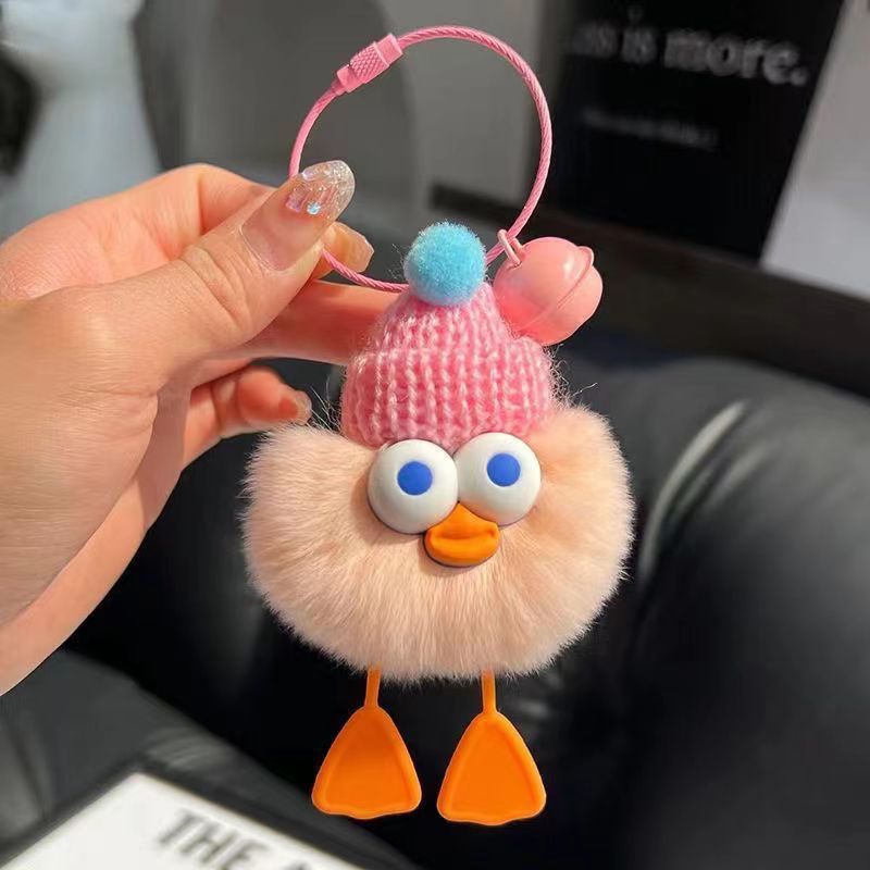 Cute Imitate Rex Rabbit Fur Little Duck Car Key Ring Pendant ab380393 1f6d 47ee ba31 fe0ffdb32dee